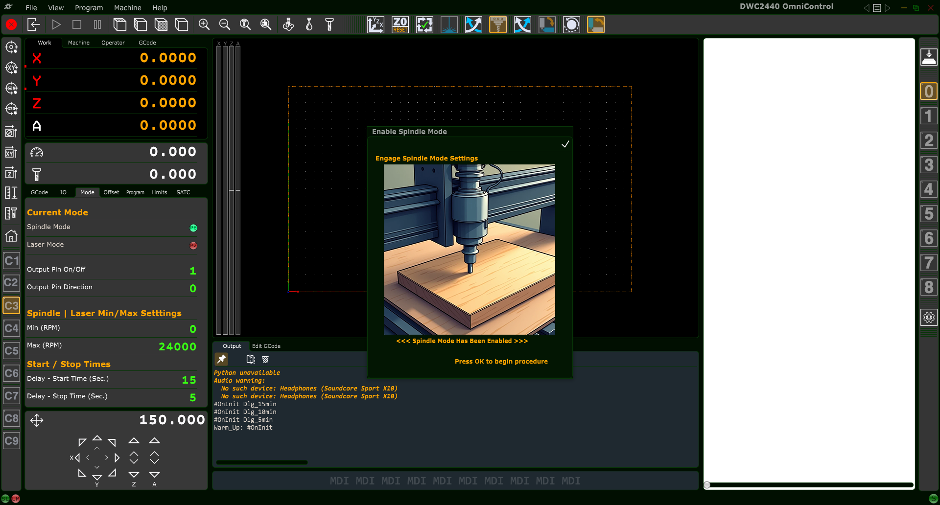 Enable Spindle Mode popup dialog in OmniControl